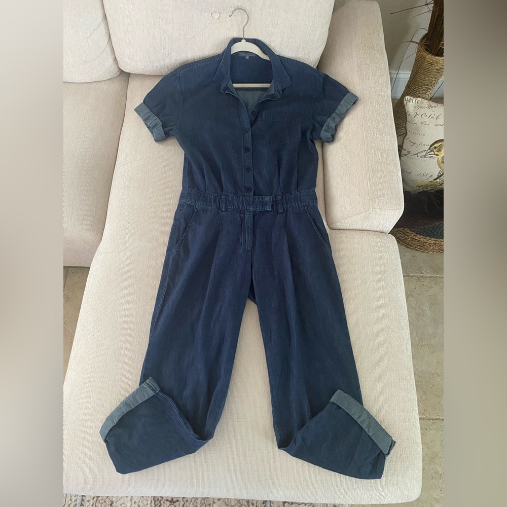 Vince Navy Blue Short-Sleeve Jumpsuit